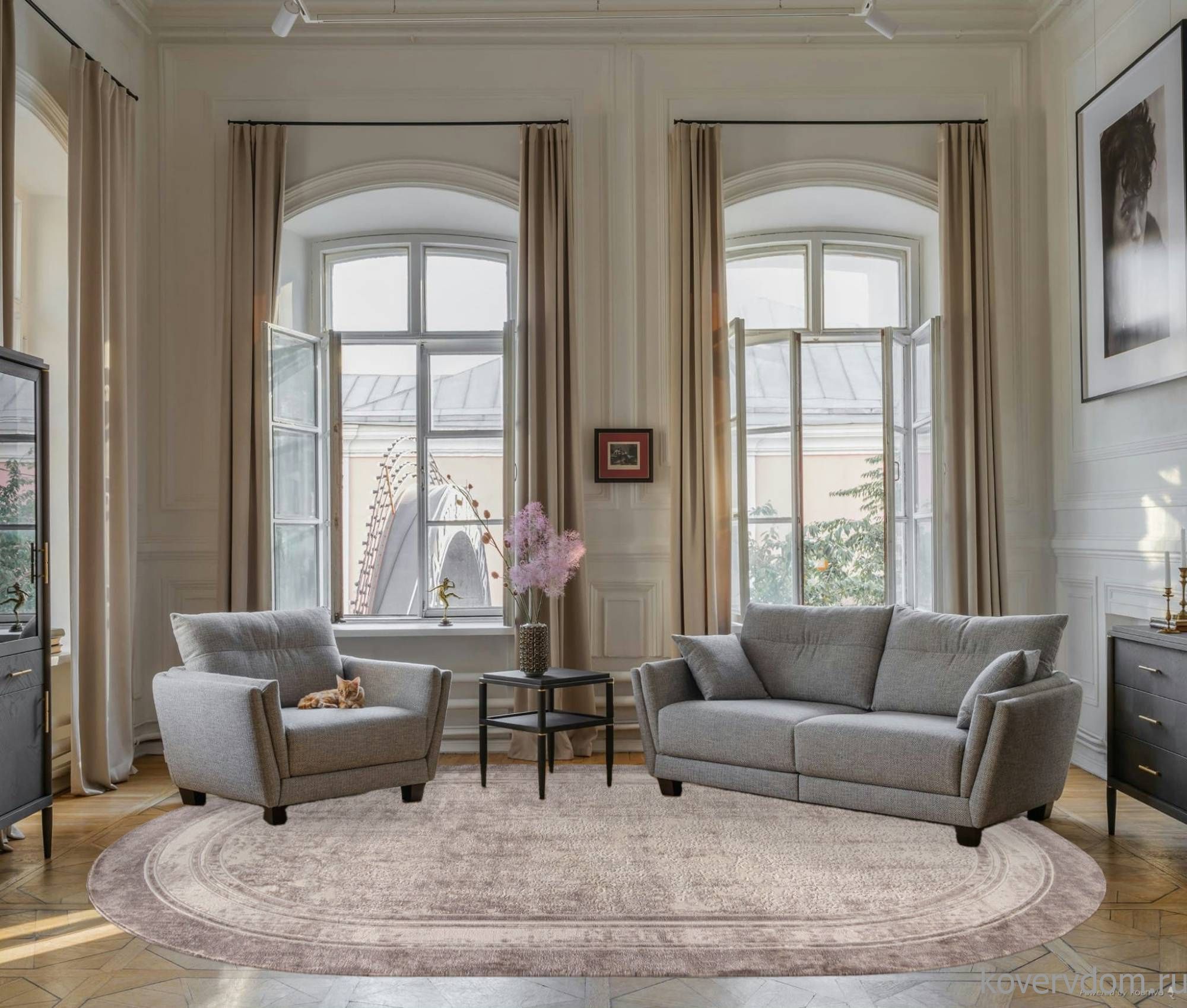 Ковер BRAND O2445 680 CREAM / BROWN Овал