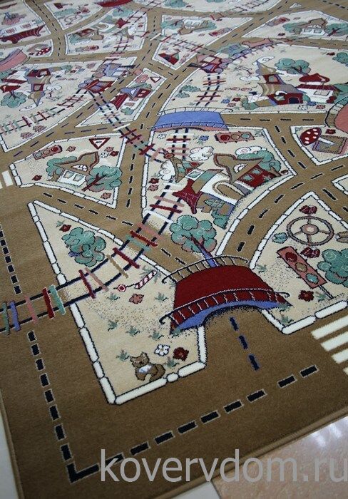 Детский ковер Веселые дорожки светло-коричневый 